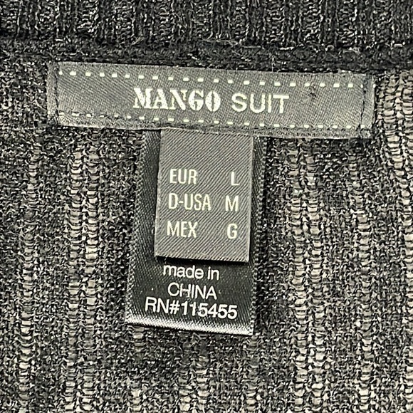 Mango Suit Black Sparkle Longline Cardigan V Neck Lightweight Sheer Layer Sz L - Picture 8 of 10